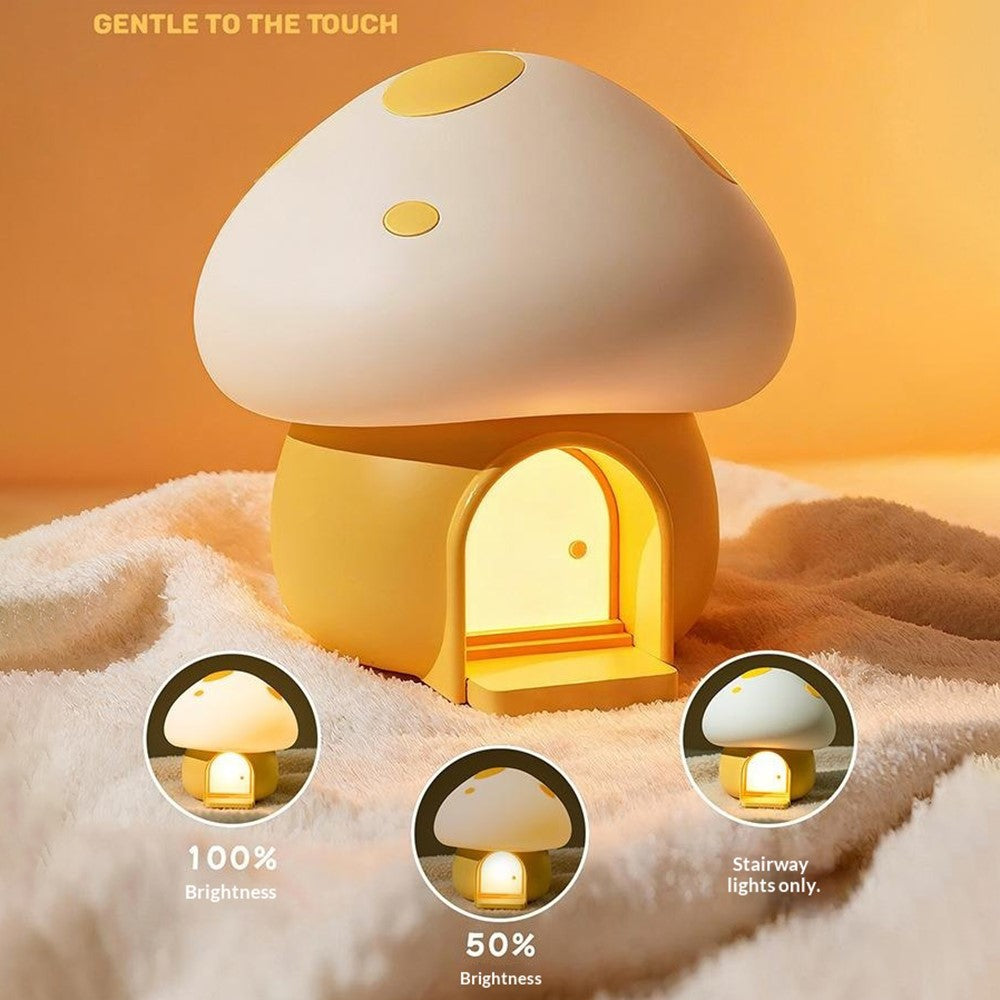 TW-L94 Cute Mushroom Shape Night Light for Kids Room Touch Control Silicone Bedside Table Lamp with Timer