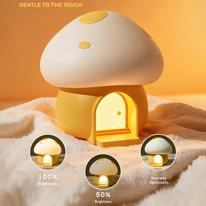 TW-L94 Cute Mushroom Shape Night Light for Kids Room Touch Control Silicone Bedside Table Lamp with Timer