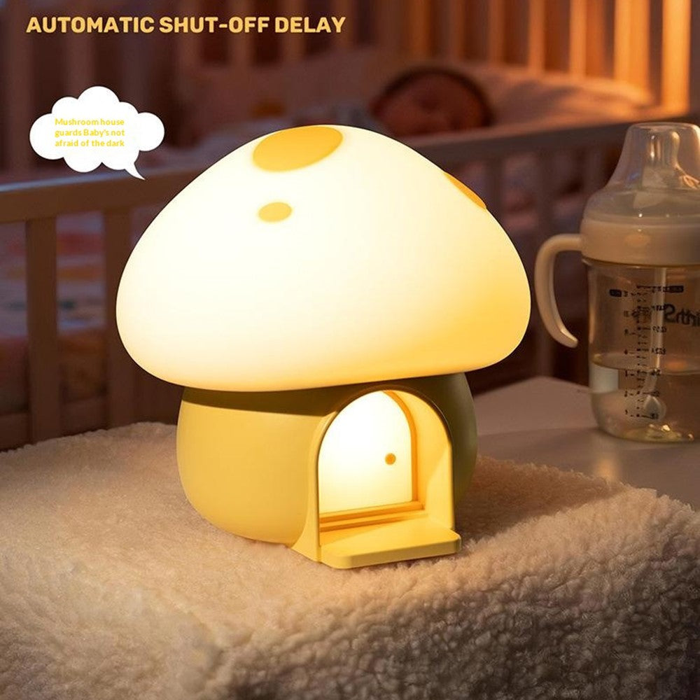 TW-L94 Cute Mushroom Shape Night Light for Kids Room Touch Control Silicone Bedside Table Lamp with Timer