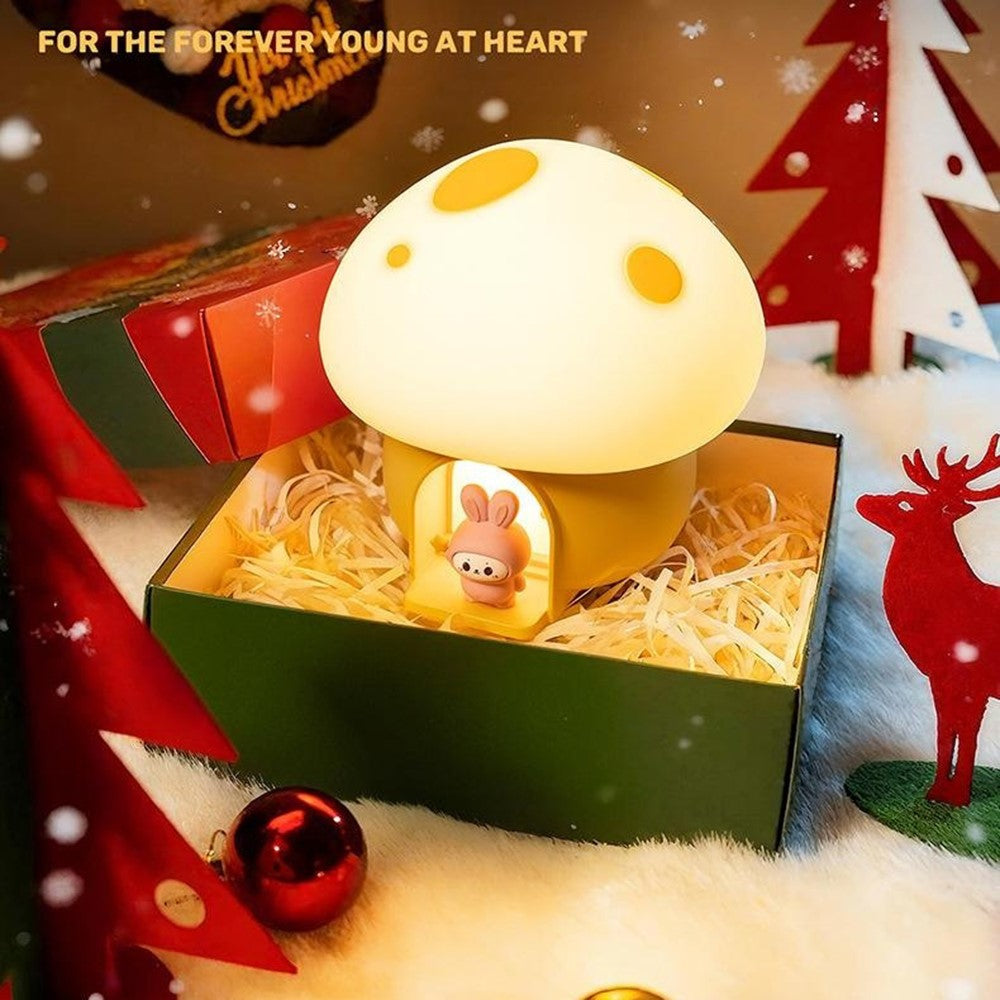 TW-L94 Cute Mushroom Shape Night Light for Kids Room Touch Control Silicone Bedside Table Lamp with Timer