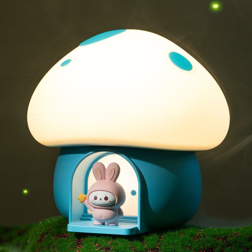TW-L94 Cute Mushroom Shape Night Light for Kids Room Touch Control Silicone Bedside Table Lamp with Timer