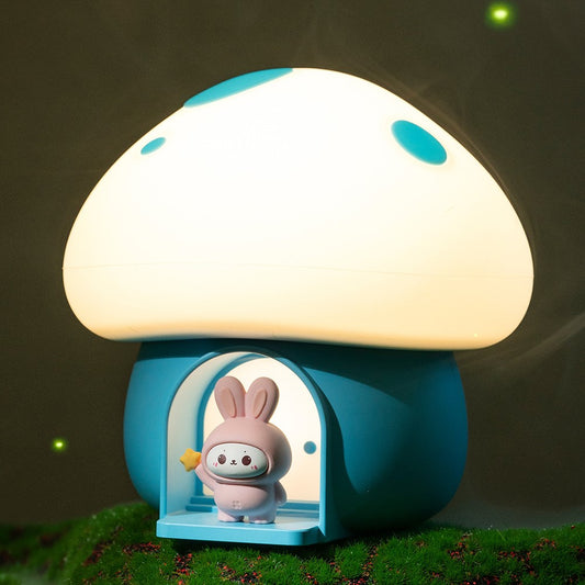 TW-L94 Cute Mushroom Shape Night Light for Kids Room Touch Control Silicone Bedside Table Lamp with Timer