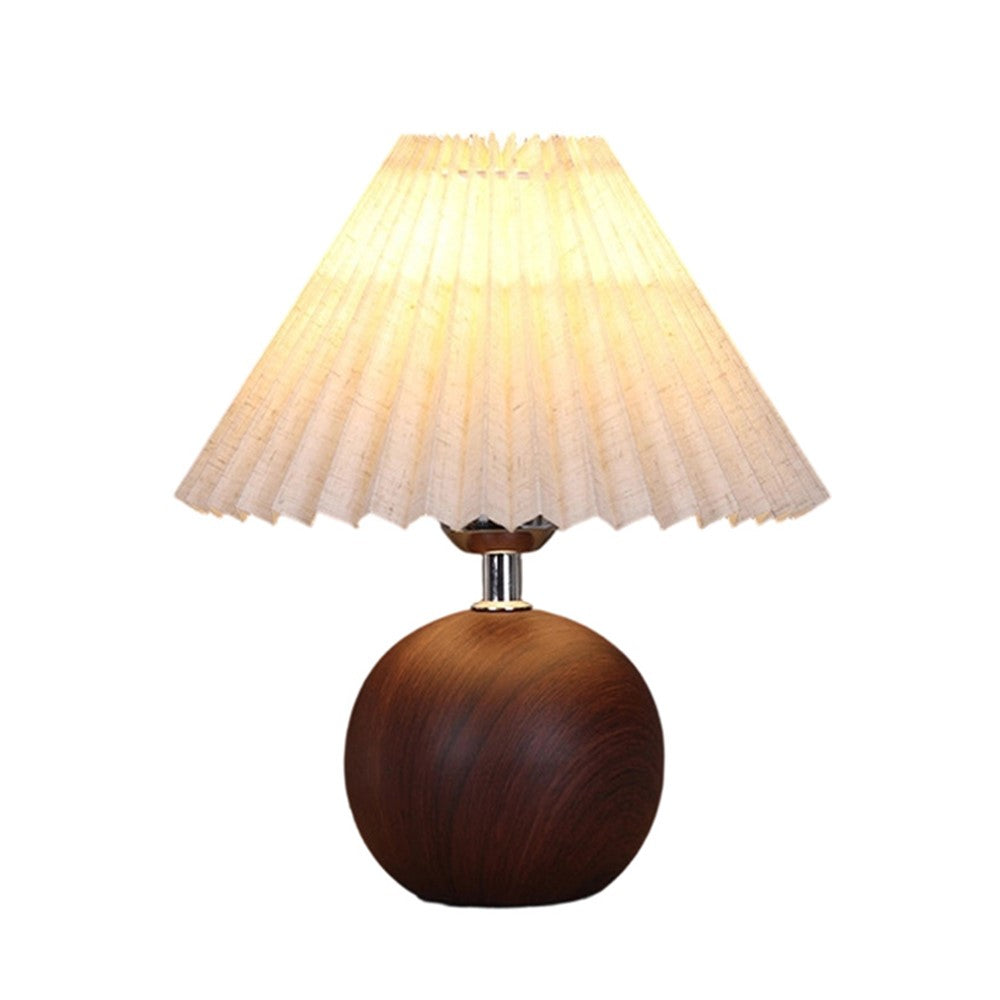 Pleated Table Lamp Bedroom Bedside Light Warm Romantic Simple Atmosphere Lamp 3 Color Dimming EU Plug