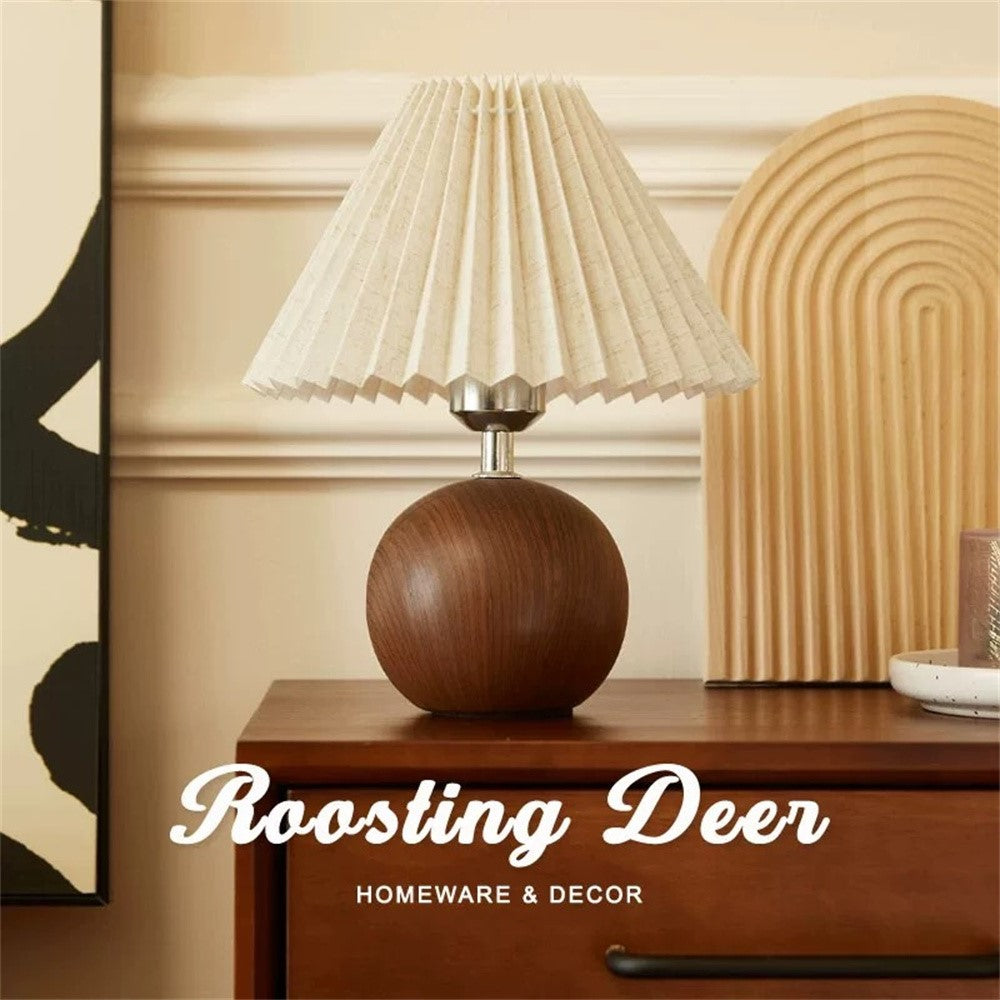 Pleated Table Lamp Bedroom Bedside Light Warm Romantic Simple Atmosphere Lamp 3 Color Dimming EU Plug