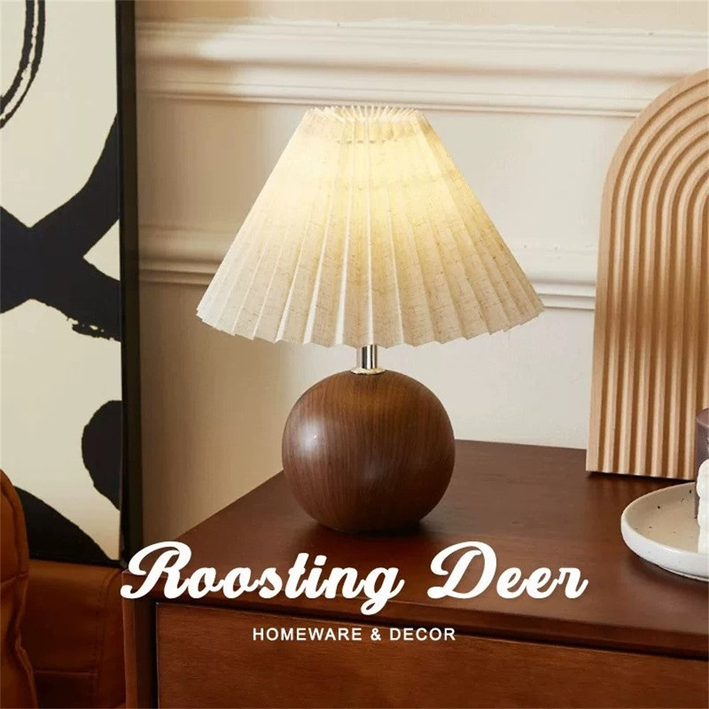 Pleated Table Lamp Bedroom Bedside Light Warm Romantic Simple Atmosphere Lamp 3 Color Dimming EU Plug