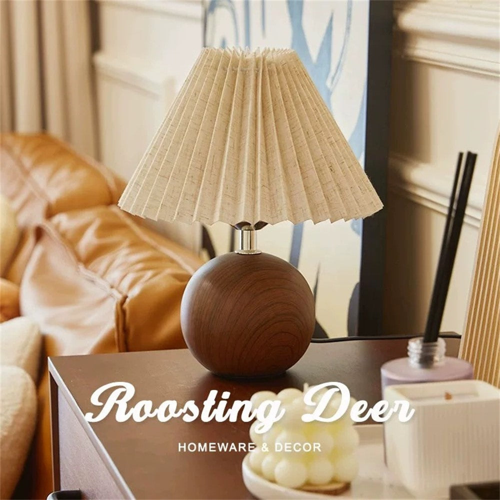 Pleated Table Lamp Bedroom Bedside Light Warm Romantic Simple Atmosphere Lamp 3 Color Dimming EU Plug