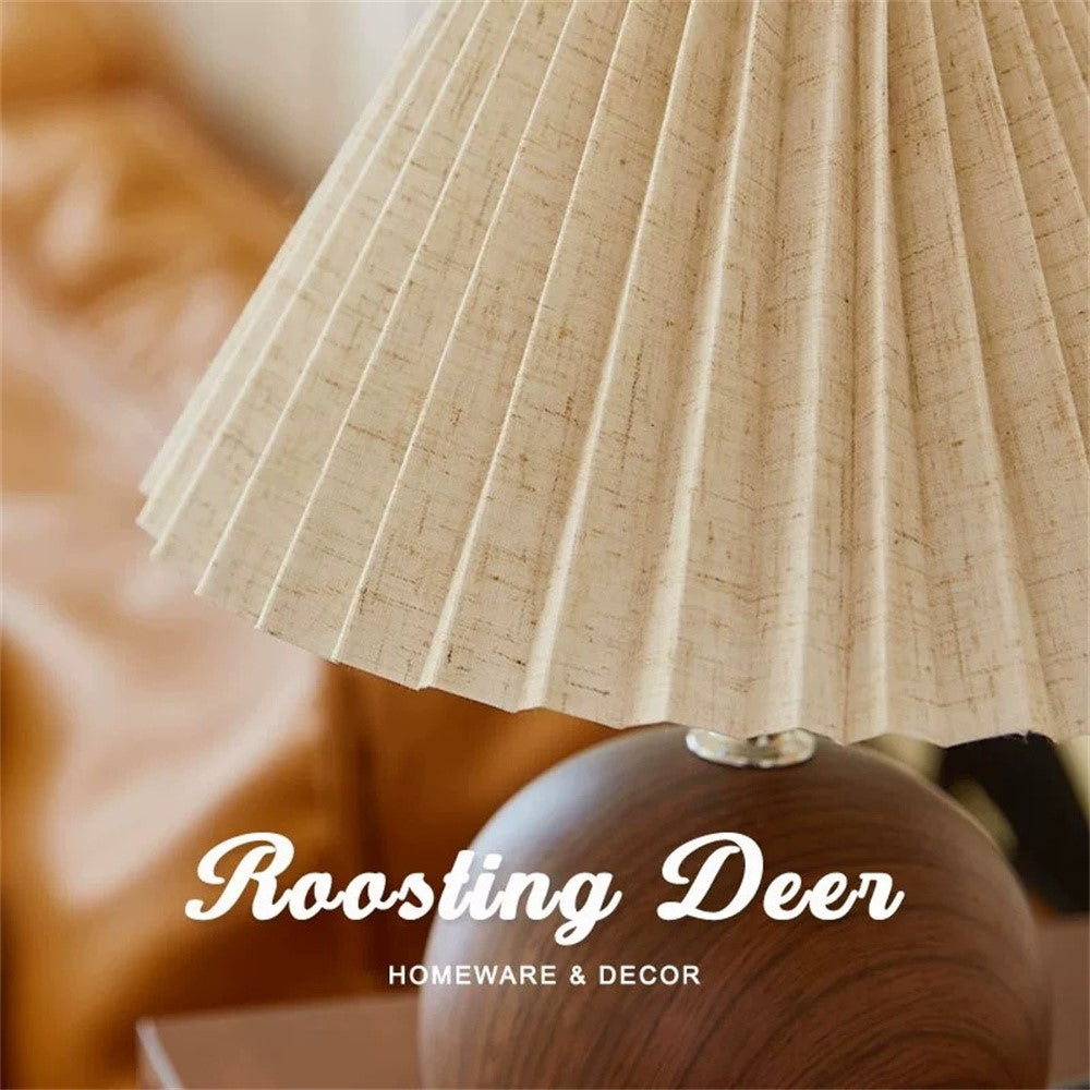 Pleated Table Lamp Bedroom Bedside Light Warm Romantic Simple Atmosphere Lamp 3 Color Dimming EU Plug