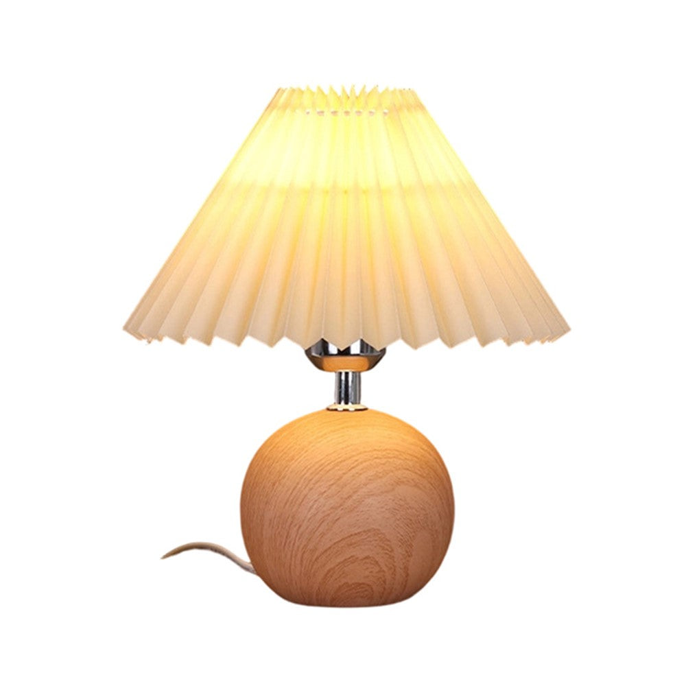 Pleated Table Lamp Bedroom Bedside Light Warm Romantic Simple Atmosphere Lamp 3 Color Dimming EU Plug