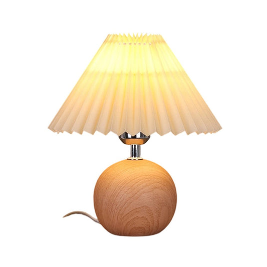 Pleated Table Lamp Bedroom Bedside Light Warm Romantic Simple Atmosphere Lamp 3 Color Dimming EU Plug