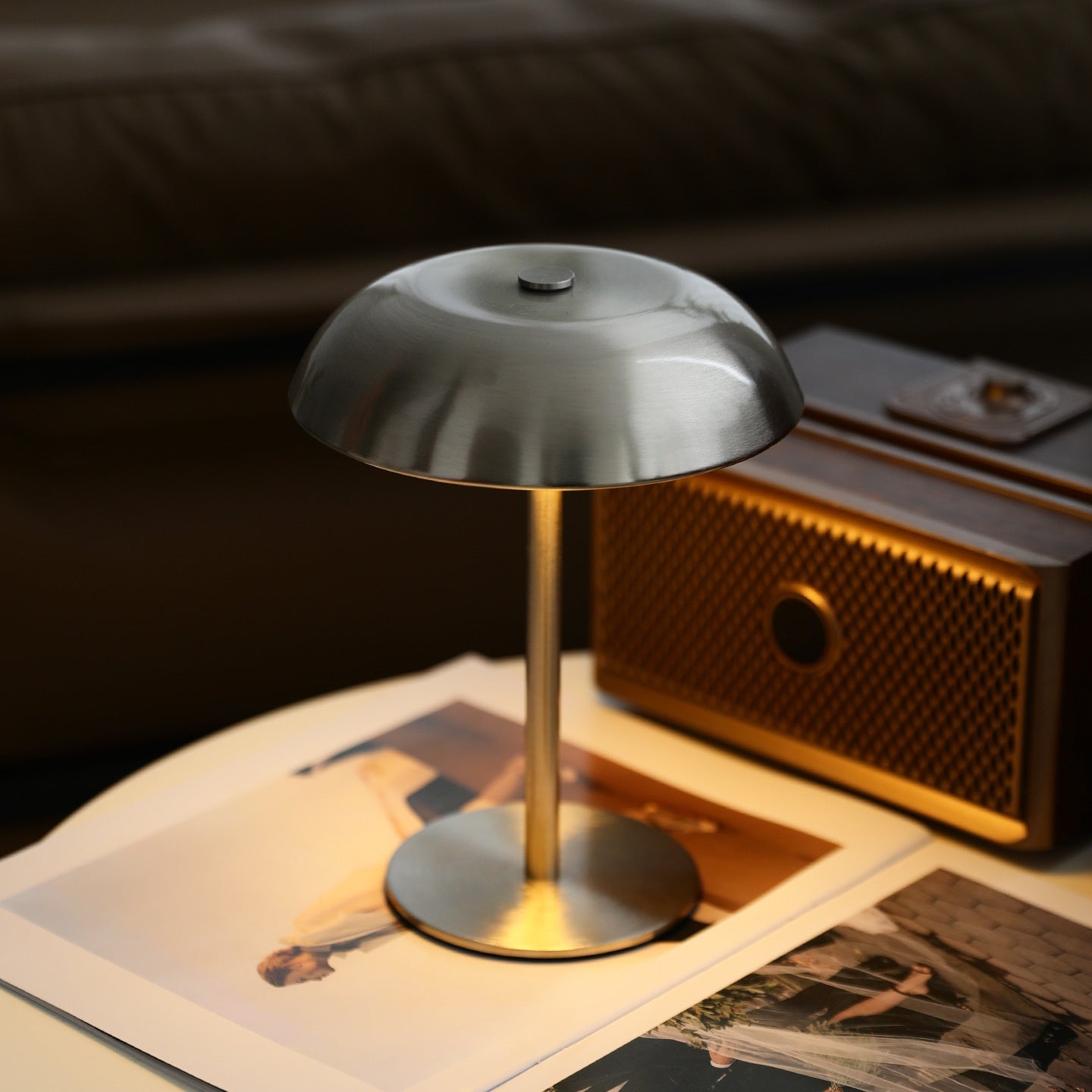 7037 Mushroom Shape LED Table Lamp Rechargeable 3 Color Temperature Touch Control Desk Light for Bedroom Restaurant Cafe