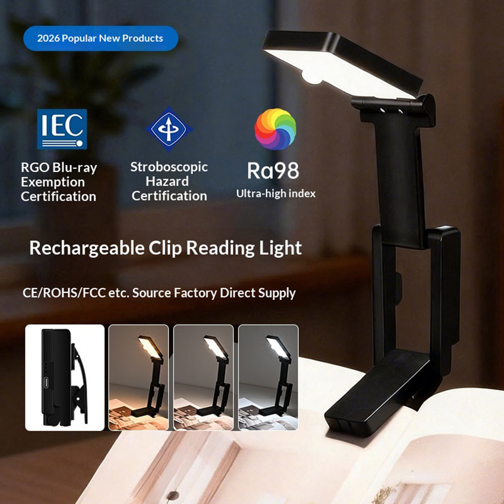 MZ-L3401 Rechargeable LED Clip Reading Light Foldable Mini Desk Lamp Eye Protection Study Light