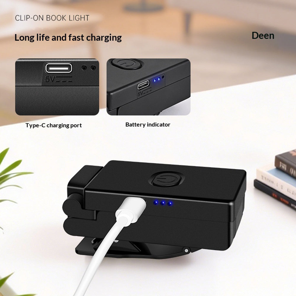 MZ-L3401 Rechargeable LED Clip Reading Light Foldable Mini Desk Lamp Eye Protection Study Light