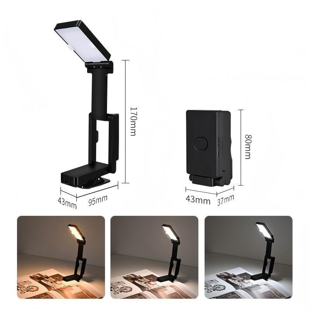 MZ-L3401 Rechargeable LED Clip Reading Light Foldable Mini Desk Lamp Eye Protection Study Light