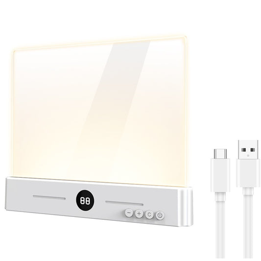 YSJ-019 Clear Acrylic Panel Flat Book Light Eye Care 3 Color Temperatures Stepless Dimming LED Bedside Lamp with Timer