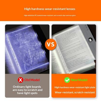 YSJ-019 Clear Acrylic Panel Flat Book Light Eye Care 3 Color Temperatures Stepless Dimming LED Bedside Lamp with Timer