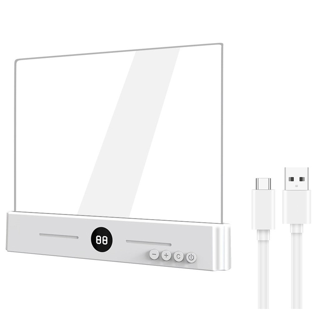 YSJ-019 Clear Acrylic Panel Flat Book Light Eye Care 3 Color Temperatures Stepless Dimming LED Bedside Lamp with Timer