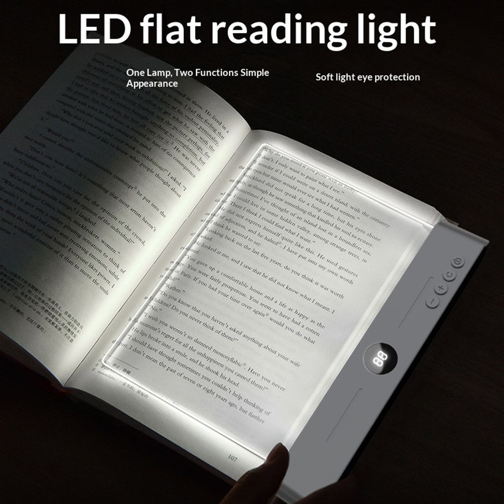 YSJ-019 Clear Acrylic Panel Flat Book Light Eye Care 3 Color Temperatures Stepless Dimming LED Bedside Lamp with Timer