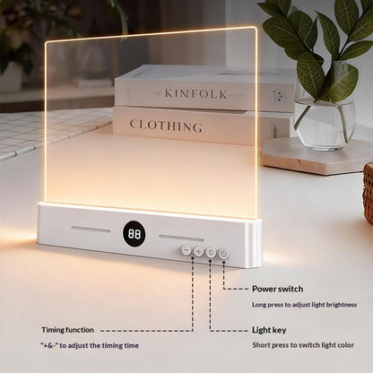 YSJ-019 Clear Acrylic Panel Flat Book Light Eye Care 3 Color Temperatures Stepless Dimming LED Bedside Lamp with Timer