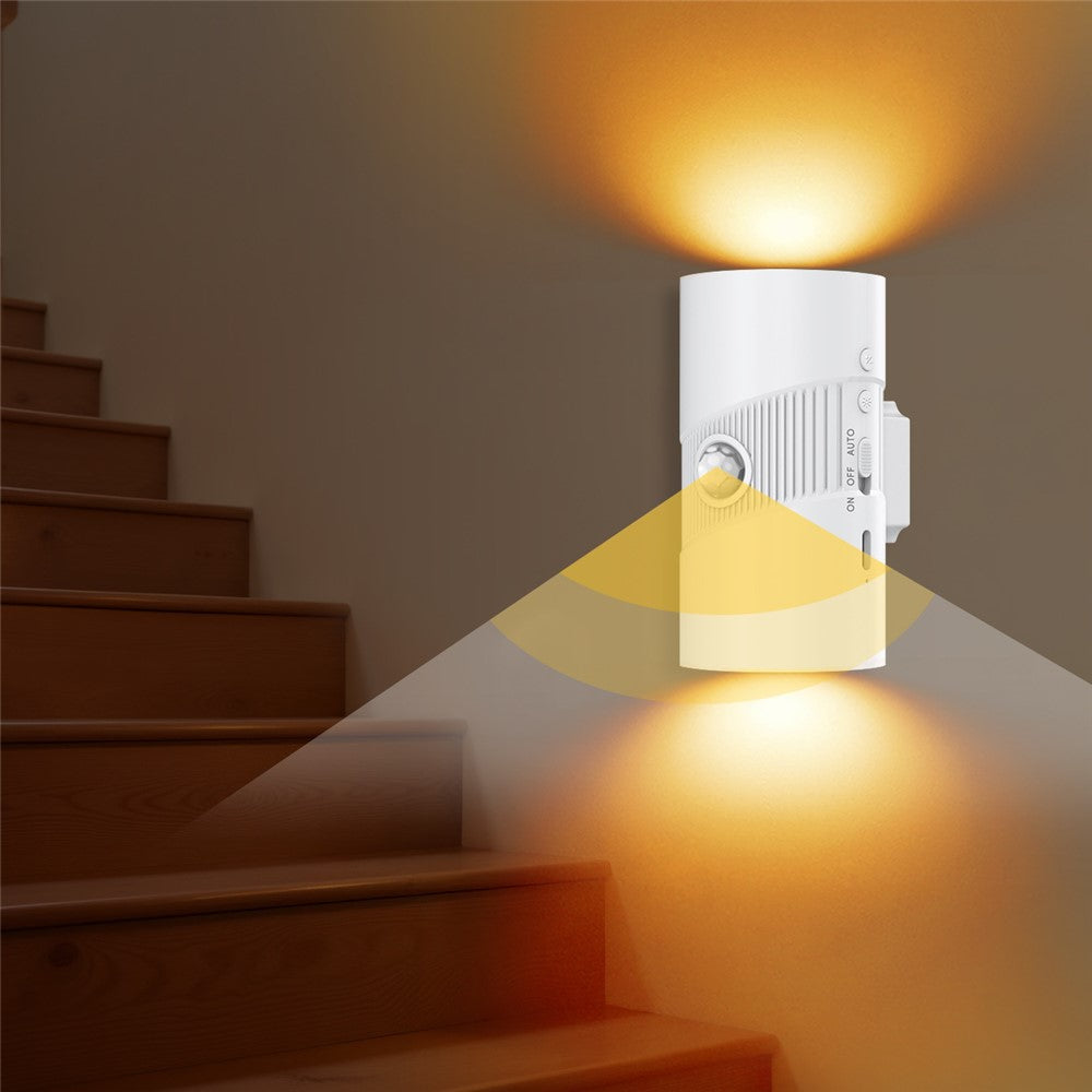 YSJ-008 1Pc Motion Sensor LED Night Light Magnetic Wall Lamp Dimmable 3 Color Temperature Dual Direction Light