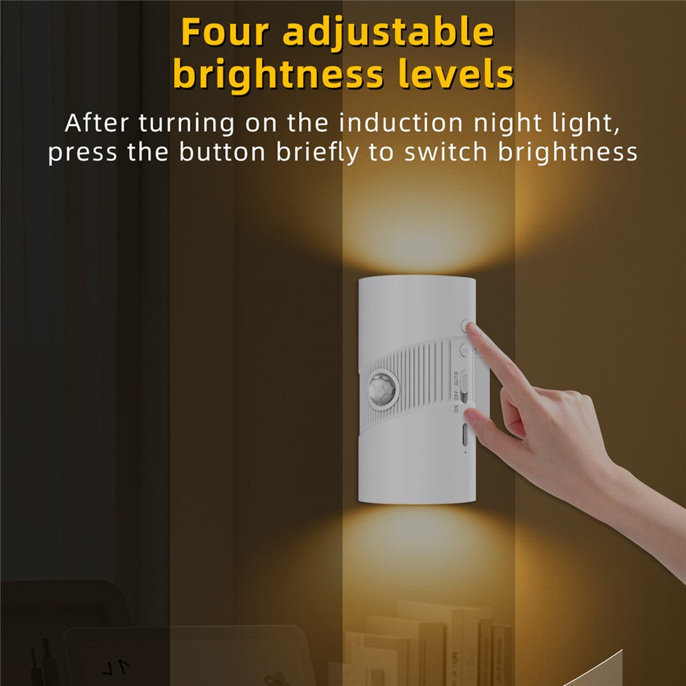 YSJ-008 1Pc Motion Sensor LED Night Light Magnetic Wall Lamp Dimmable 3 Color Temperature Dual Direction Light