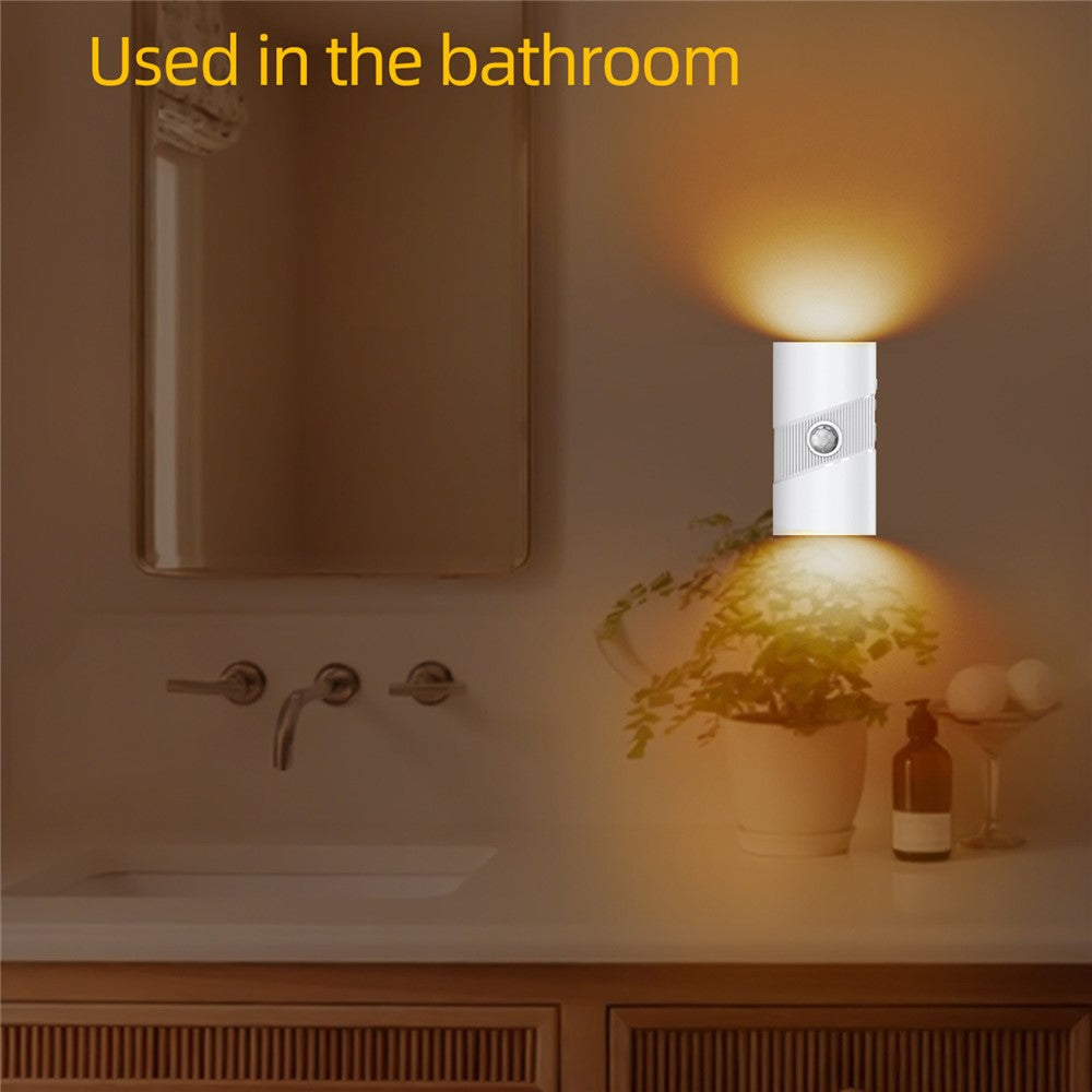 YSJ-008 1Pc Motion Sensor LED Night Light Magnetic Wall Lamp Dimmable 3 Color Temperature Dual Direction Light