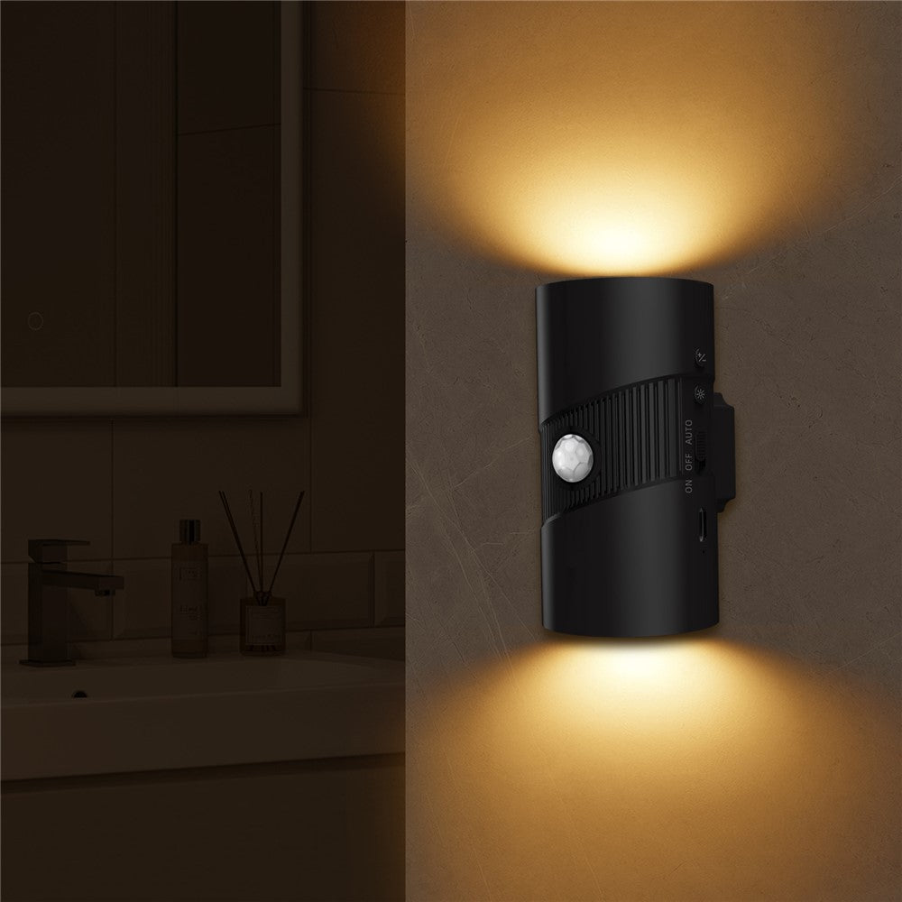 YSJ-008 1Pc Motion Sensor LED Night Light Magnetic Wall Lamp Dimmable 3 Color Temperature Dual Direction Light
