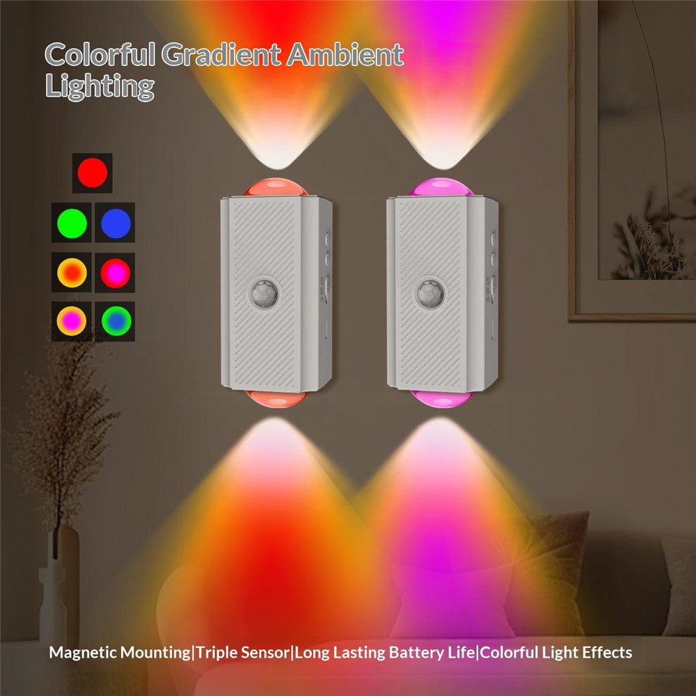 YSJ-010A 1Pc Smart Motion Sensor Night Light RGB Gradient Ambient Lighting Magnetic Wall Light for Corridor Stairs