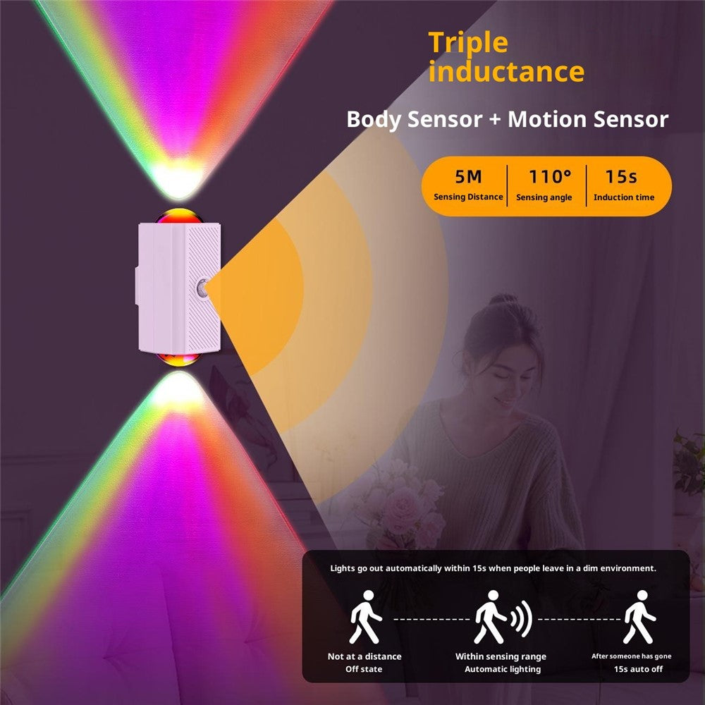 YSJ-010A 1Pc Smart Motion Sensor Night Light RGB Gradient Ambient Lighting Magnetic Wall Light for Corridor Stairs