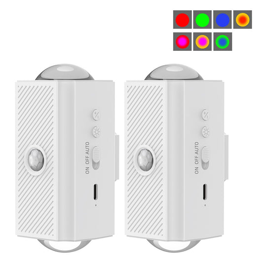 YSJ-010A 2Pcs Smart Motion Sensor Night Light RGB Gradient Ambient Lighting Magnetic Wall Light for Corridor Stairs