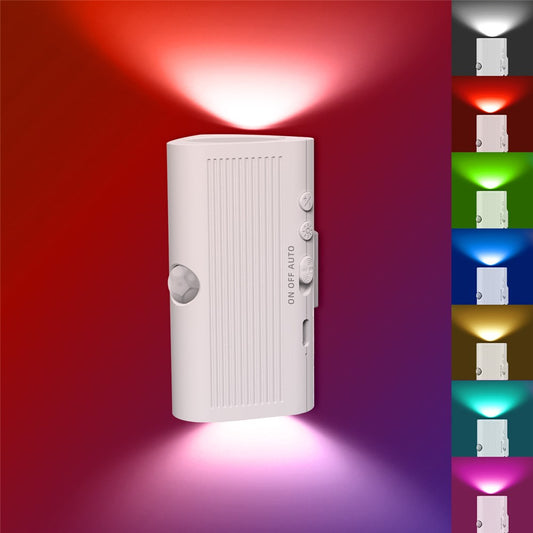 YSJ-011A Smart Triple Sensor Motion Sensor RGB Night Light 7 Colors Dynamic Color Magnetic Wall Light for Corridor