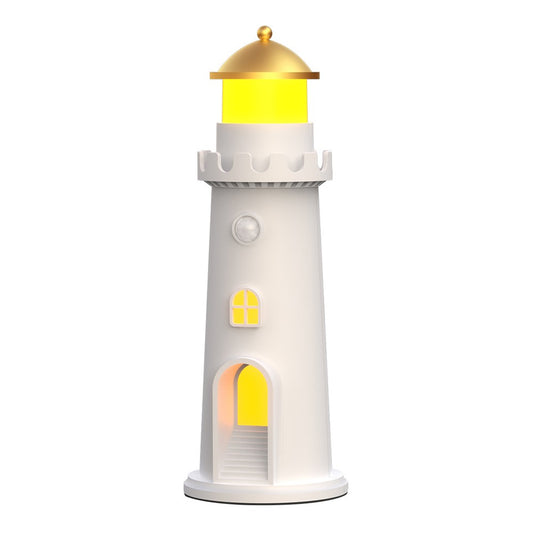 YSJ-016 Smart Motion Sensor Moon Light Lighthouse Shaped Night Light Projector Timer Warm Light for Bedroom