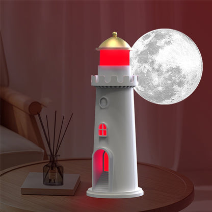 YSJ-016 RGB Color Changing Smart Motion Sensor Moon Light Lighthouse Shaped Night Light Projector Timer Warm Light for Bedroom