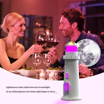 YSJ-016 RGB Color Changing Smart Motion Sensor Moon Light Lighthouse Shaped Night Light Projector Timer Warm Light for Bedroom
