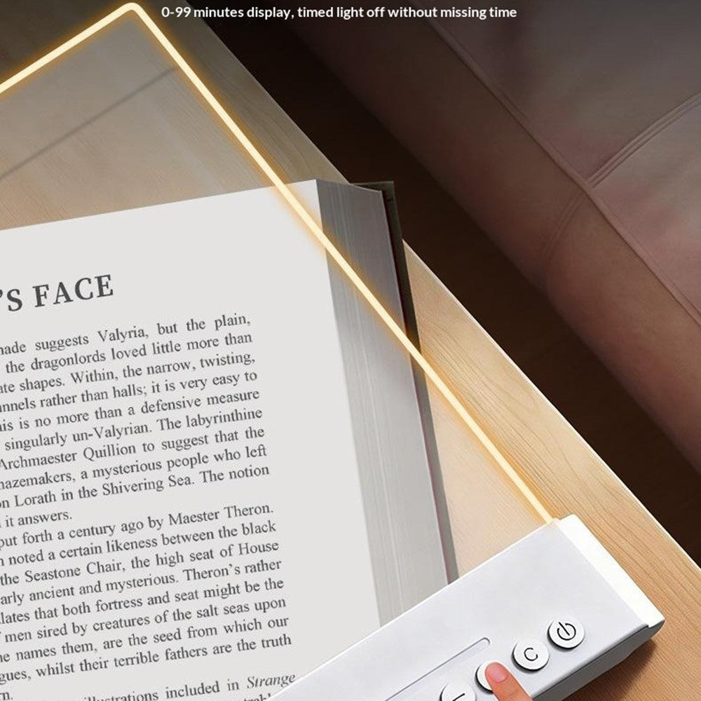 YSJ-019 Plus 2 in 1 Eye Care Clear Acrylic Flat LED Book Light Stepless Dimming Night Lamp with 3 Color Temperatures and Timer