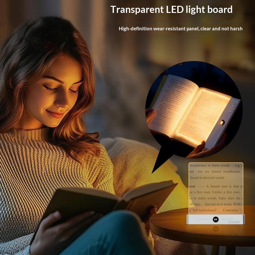 YSJ-019 Plus 2 in 1 Eye Care Clear Acrylic Flat LED Book Light Stepless Dimming Night Lamp with 3 Color Temperatures and Timer