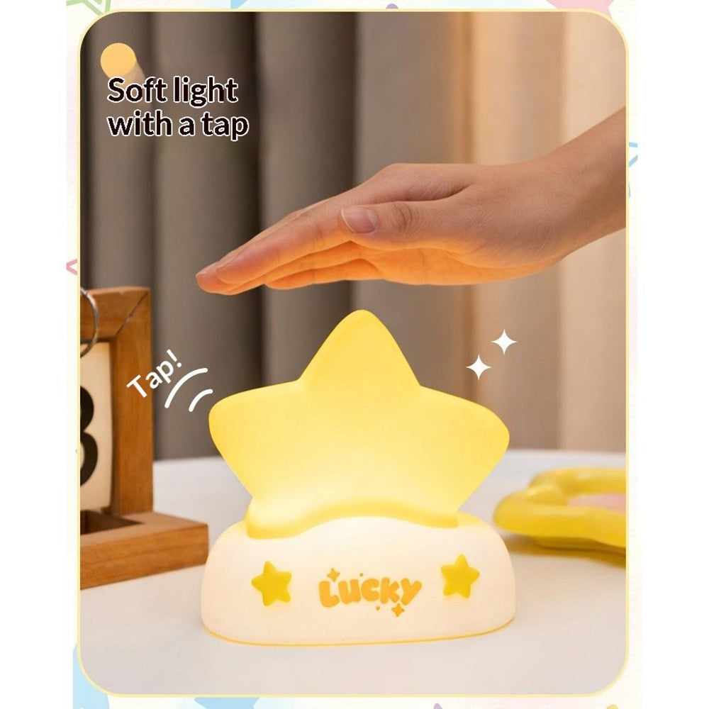 XP-007A Lucky Star Night Light Silicone 3-Brightness Pat Control Night Lamp Creative Birthday Gift for Kids Baby