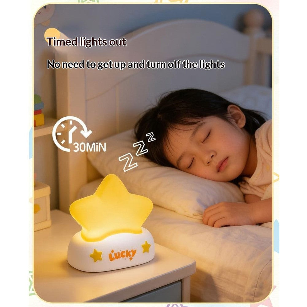 XP-007A Lucky Star Night Light Silicone 3-Brightness Pat Control Night Lamp Creative Birthday Gift for Kids Baby