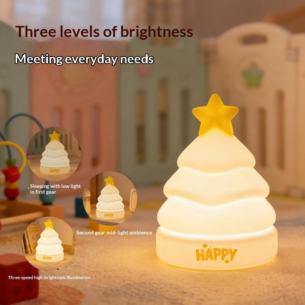XP-005A Star Tree Shape Silicone Touch Light Creative Christmas Gift Night Light 1200mAh 3-Brightness Night Lamp