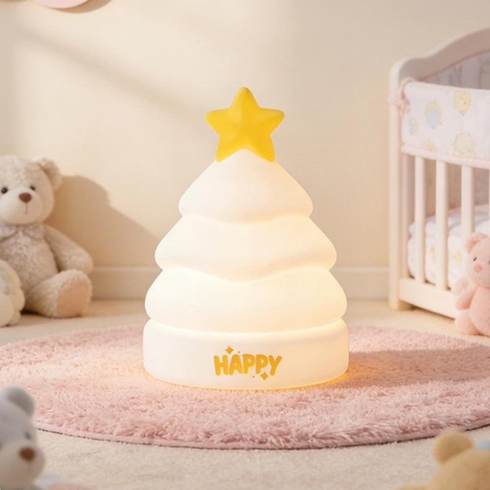 XP-005A Star Tree Shape Silicone Touch Light Creative Christmas Gift Night Light 1200mAh 3-Brightness Night Lamp