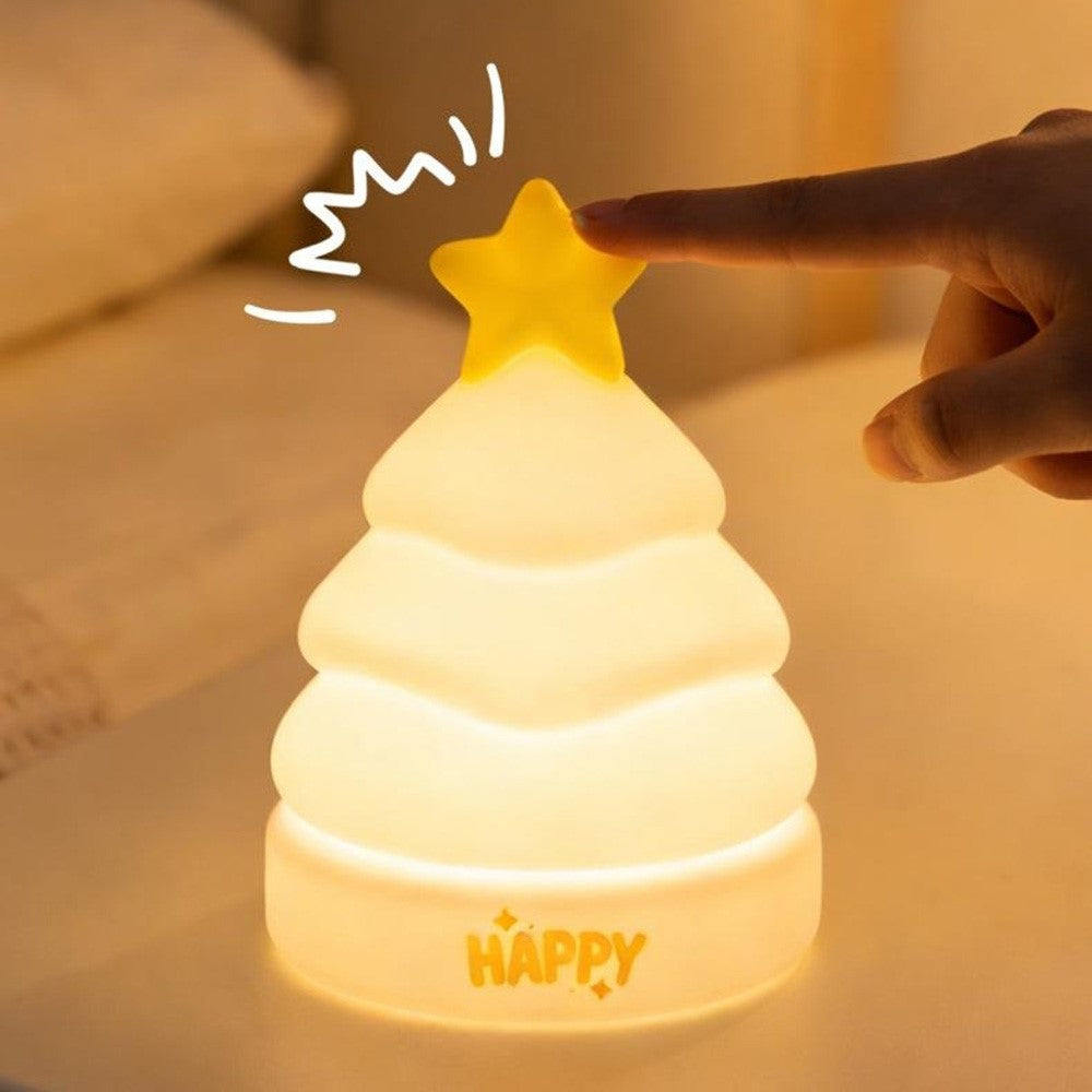 XP-005A Star Tree Shape Silicone Touch Light Creative Christmas Gift Night Light 1200mAh 3-Brightness Night Lamp