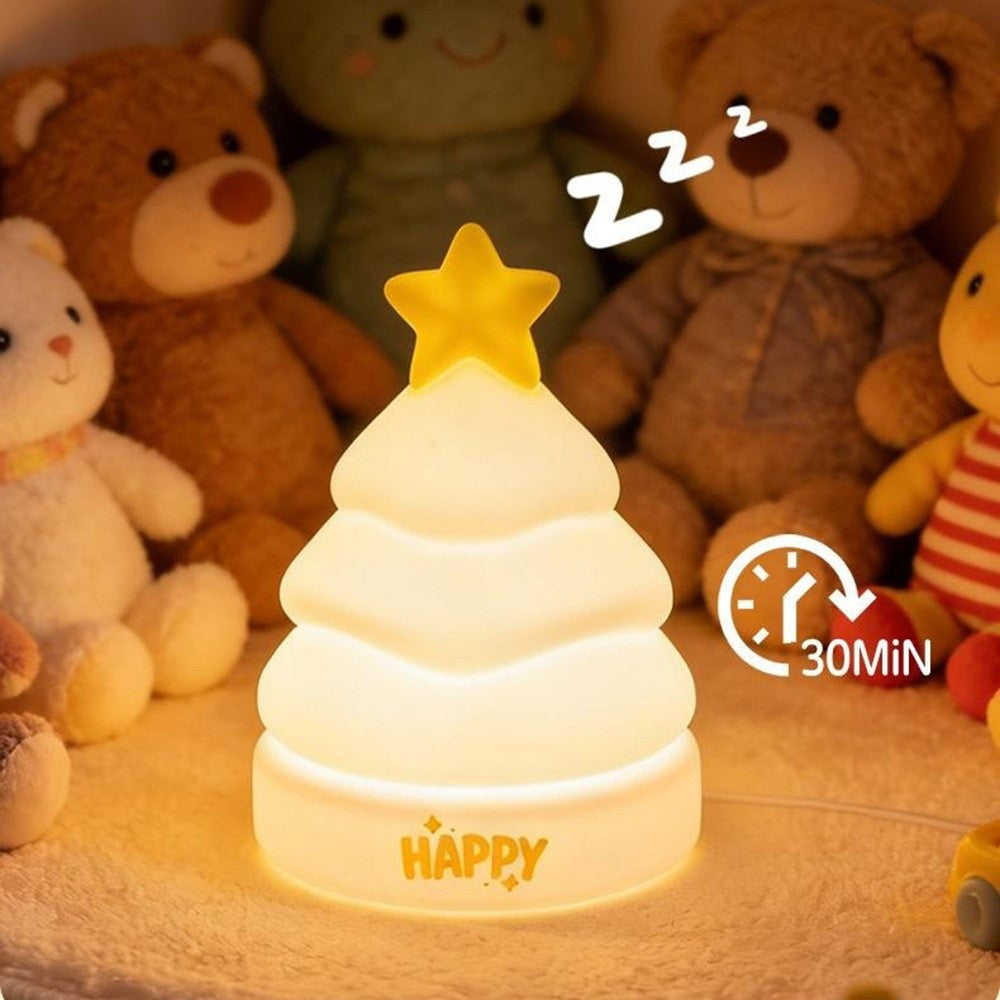 XP-005A Star Tree Shape Silicone Touch Light Creative Christmas Gift Night Light 1200mAh 3-Brightness Night Lamp