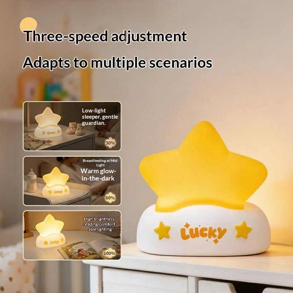 XP-007A Colorful RGB Lucky Star Night Light Silicone 3-Brightness Pat Control Night Lamp Creative Birthday Gift for Kids Baby