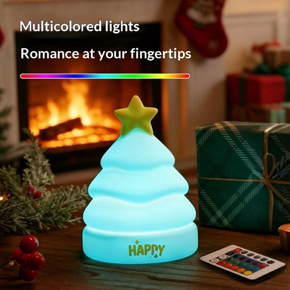 XP-005A Colorful RGB Tree Shape Silicone Touch Light Creative Christmas Gift Night Light 1200mAh 3-Brightness Night Lamp
