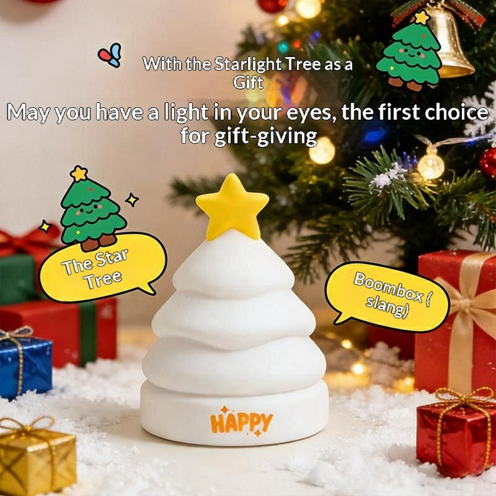 XP-005A Colorful RGB Tree Shape Silicone Touch Light Creative Christmas Gift Night Light 1200mAh 3-Brightness Night Lamp
