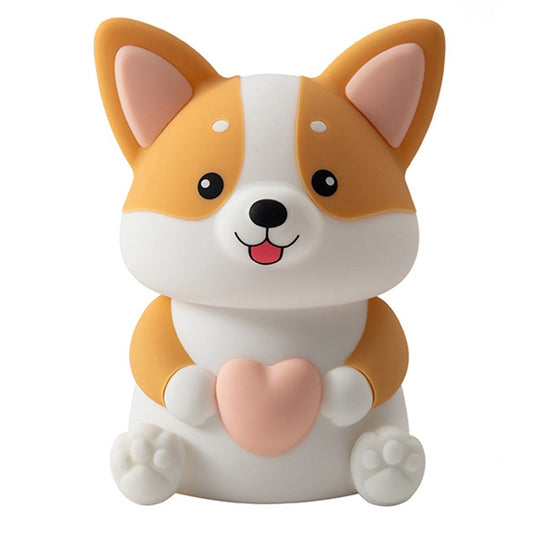 PP-D11 Cute Cartoon Corgi Puppy-Shaped Night Light USB-C Charging 1200mAh Silicone Touch Sensor Bedside Night Pat Lamp