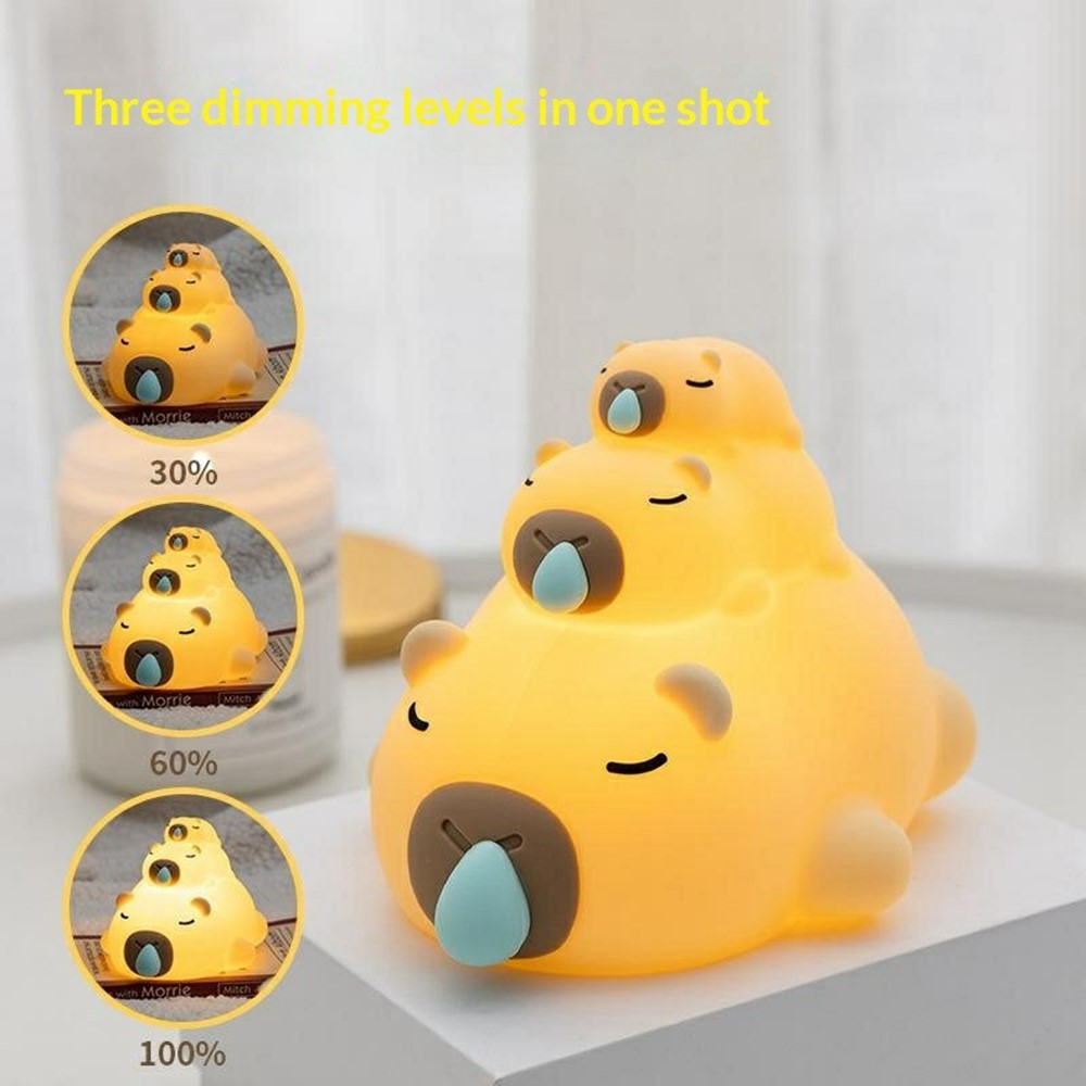 PP-D05 Cartoon Animal-Shaped Night Light Silicone Touch Control 3-Brightness Levels 30-Minute Timer 1200mAh Pat Lamp for Bedroom Desktop