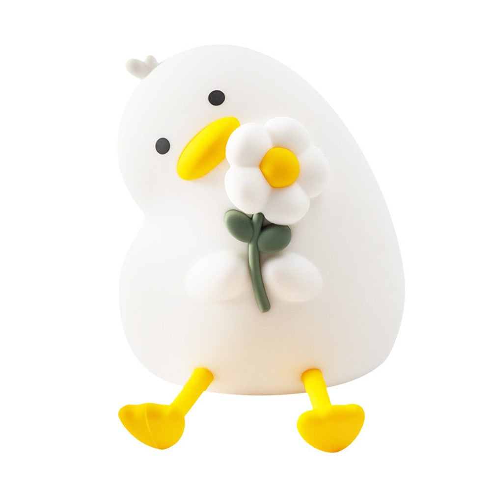 PP-D03 Cartoon Duck-Shaped Night Light Silicone 3-Brightness Levels Timer Touch Night Lamp for Bedroom