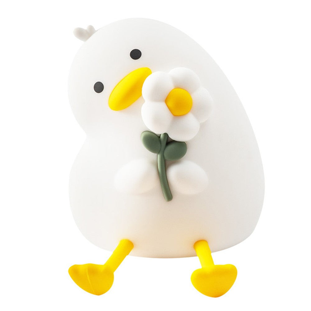 PP-D03 Colorful RGB Remote Control Cartoon Duck-Shaped Night Light Silicone 3-Brightness Levels Timer Touch Night Lamp for Bedroom
