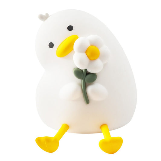 PP-D03 Colorful RGB Remote Control Cartoon Duck-Shaped Night Light Silicone 3-Brightness Levels Timer Touch Night Lamp for Bedroom