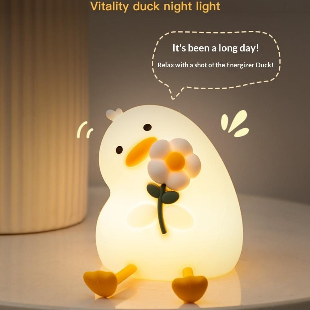 PP-D03 Colorful RGB Remote Control Cartoon Duck-Shaped Night Light Silicone 3-Brightness Levels Timer Touch Night Lamp for Bedroom
